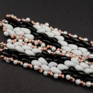 bracelet manchette ajustable perles tissées et acier