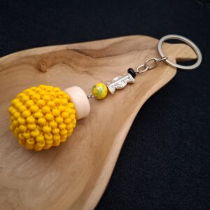 porte-clé ethnique coloré grosse perles jaune
